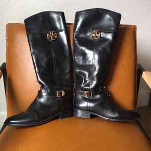 Tall black leather Tory Burch boots